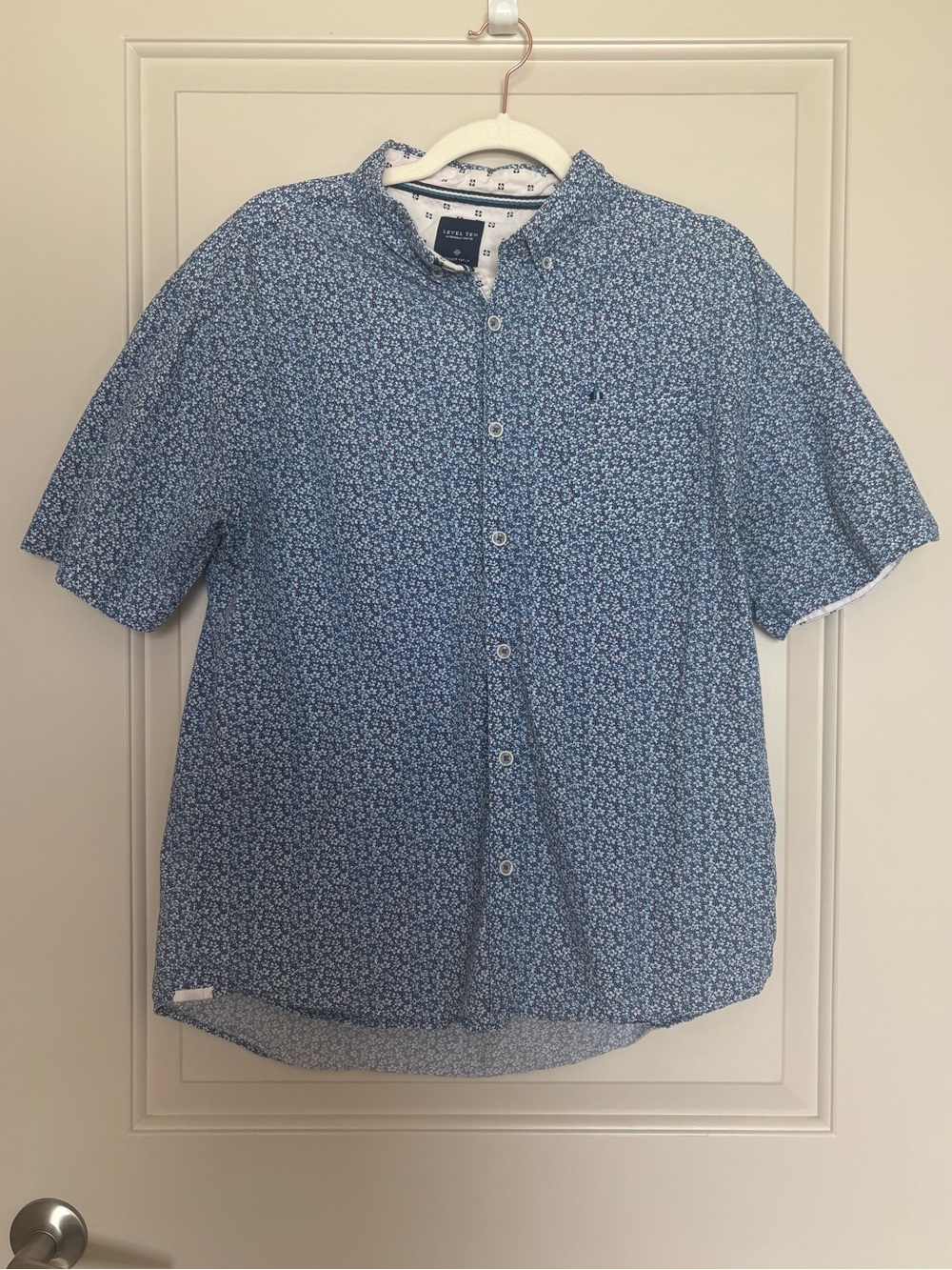 Level Ten Men’s Blue Floral Short Sleeve Button Down Shirt | XL